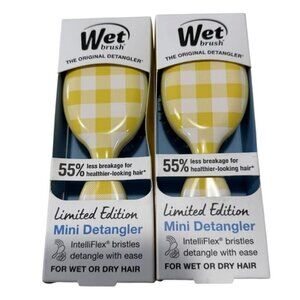 Wet Brush Mini Detangling Brush Limited Edition Gingham Yellow 2 Pack